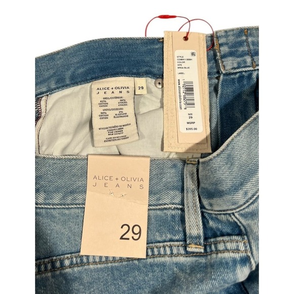 NWT Alice + Olivia Wide Leg Cargo Jeans Light Wash Women's 29 - Picture 3 of 16